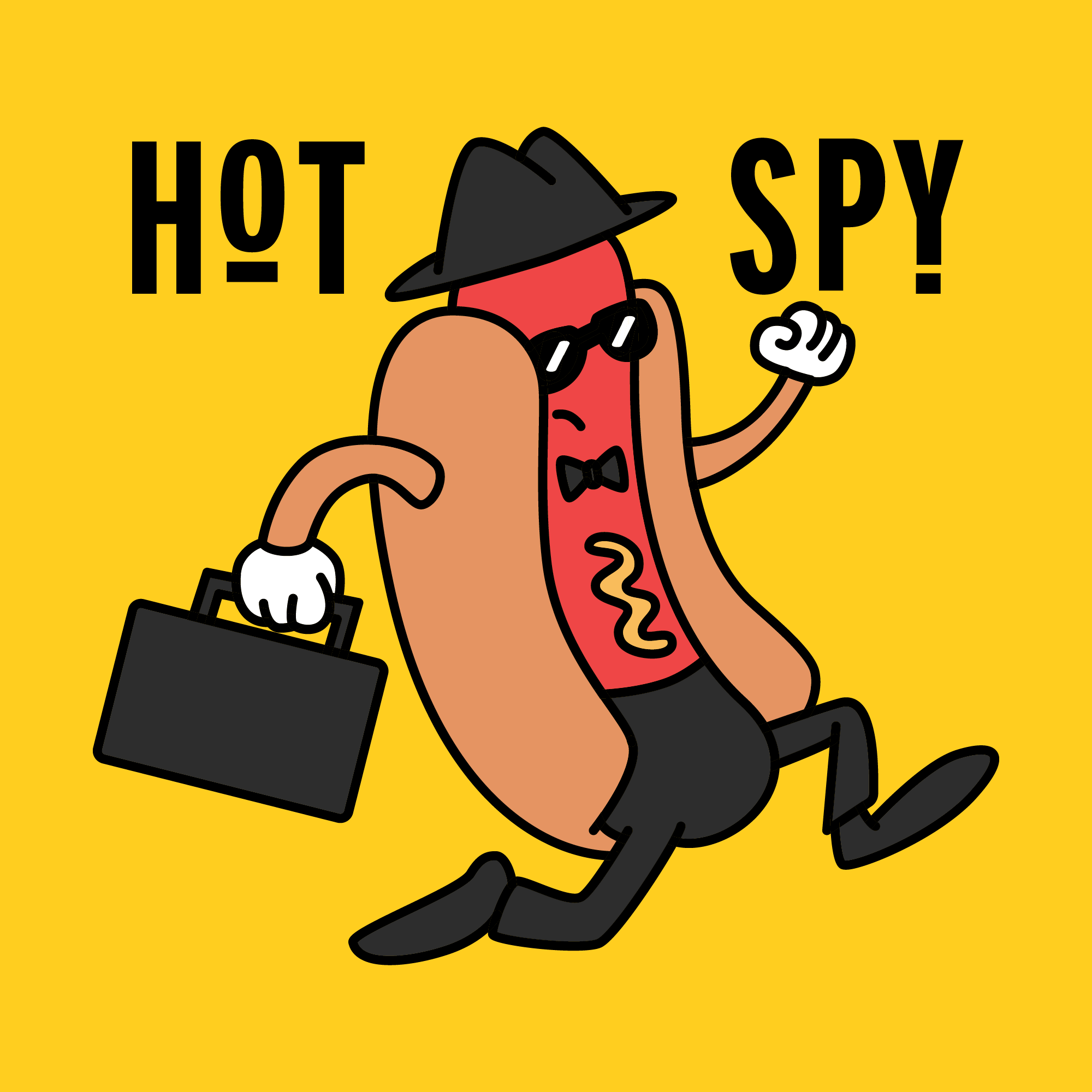 hotdog spy with briefcase